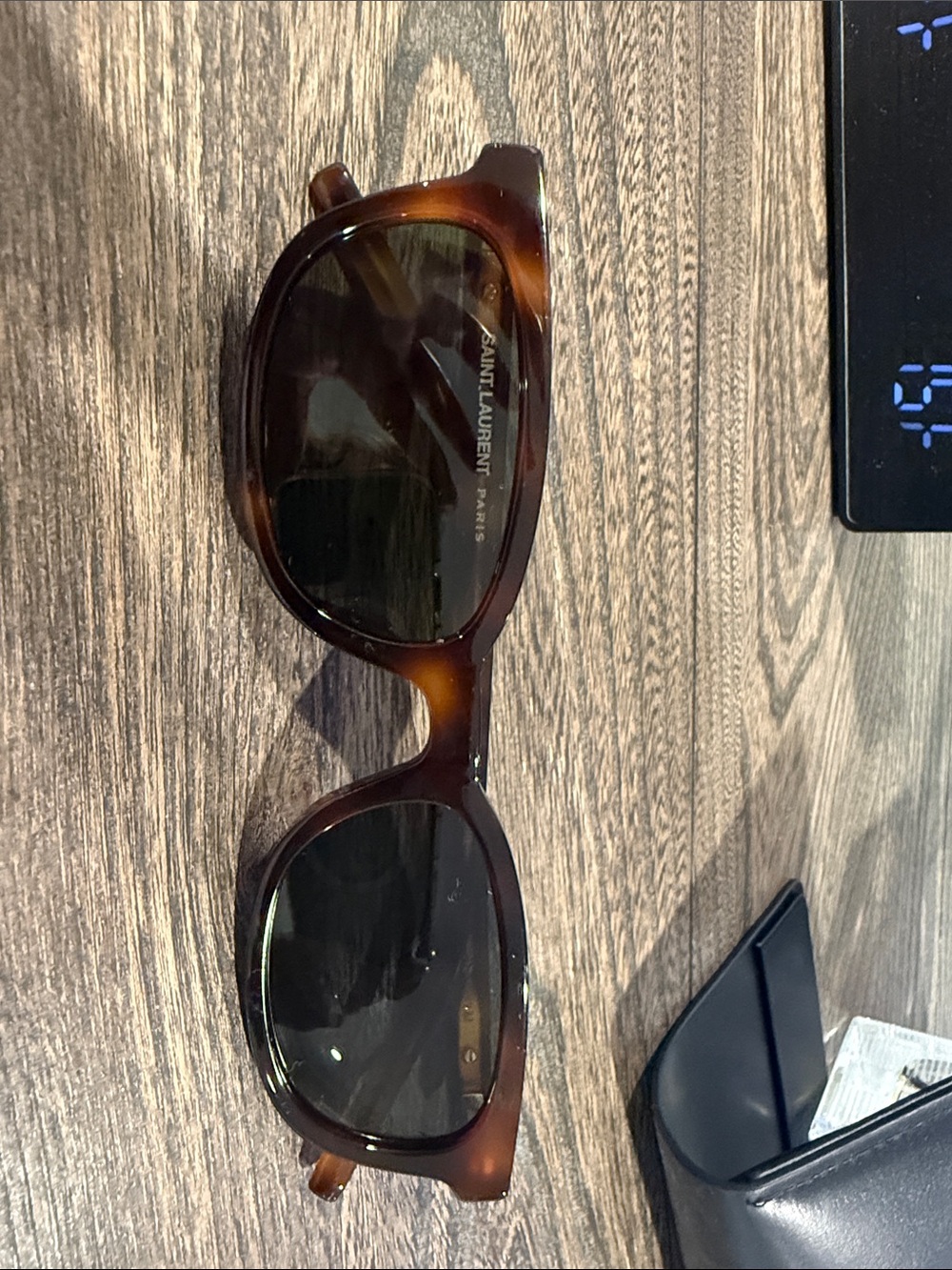 Saint Laurent Tortoiseshell Sunglasses with Dark Brown Lenses